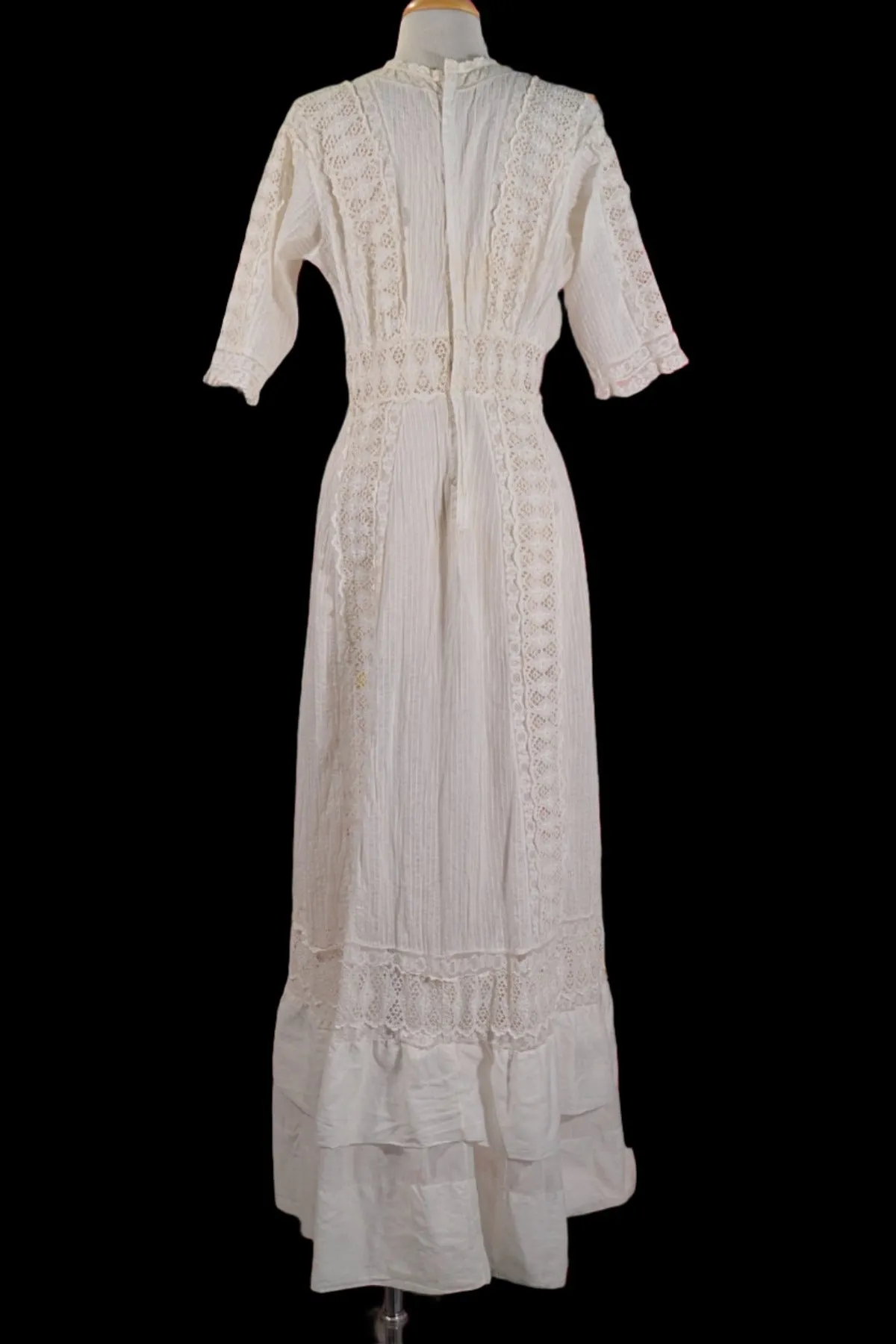 Gorgeous Antique White Lace Edwardian Dress, Day or Wedding Maxi Dress