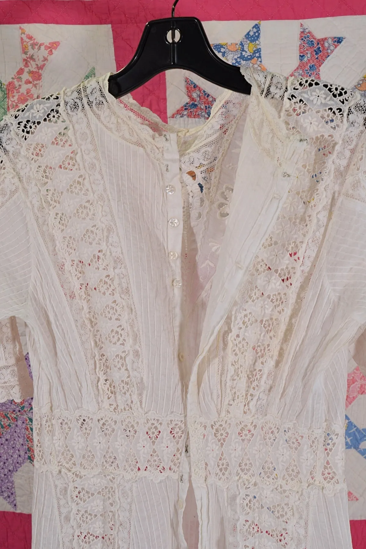 Gorgeous Antique White Lace Edwardian Dress, Day or Wedding Maxi Dress