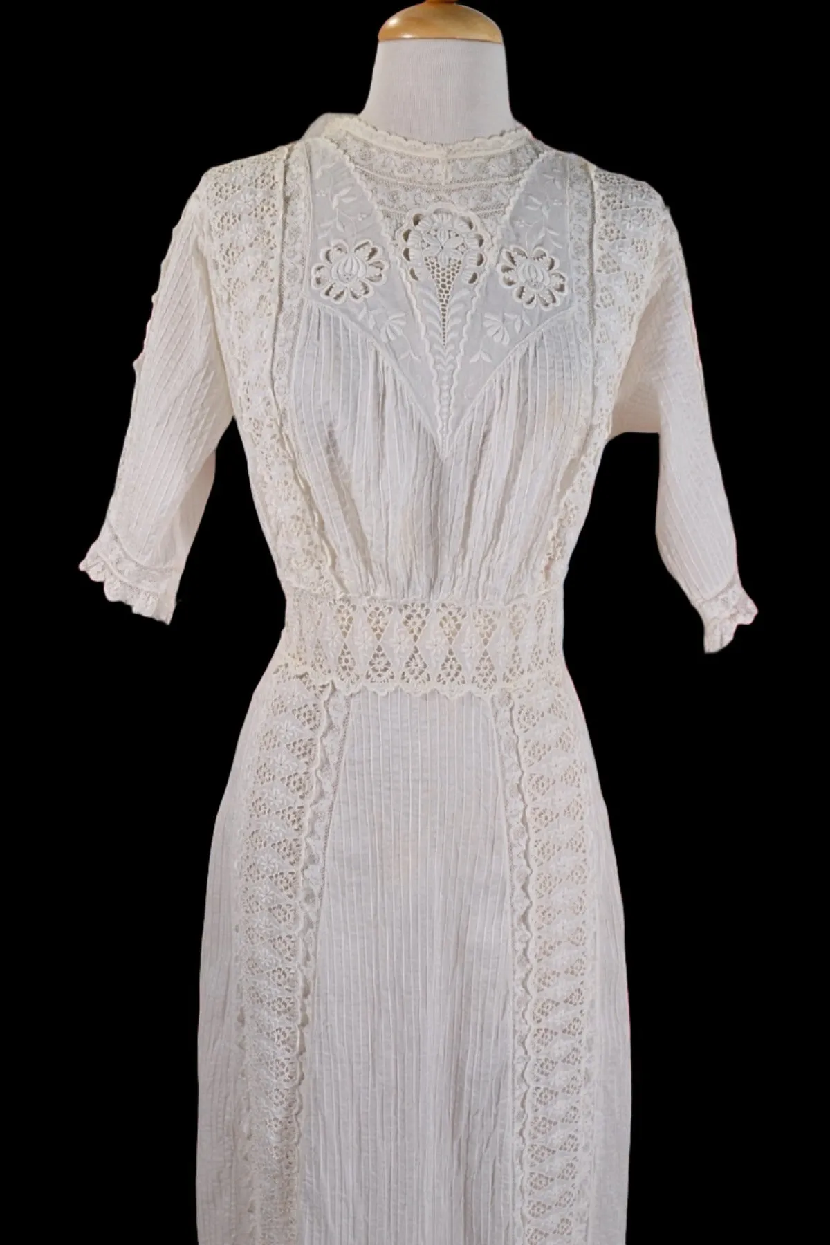 Gorgeous Antique White Lace Edwardian Dress, Day or Wedding Maxi Dress