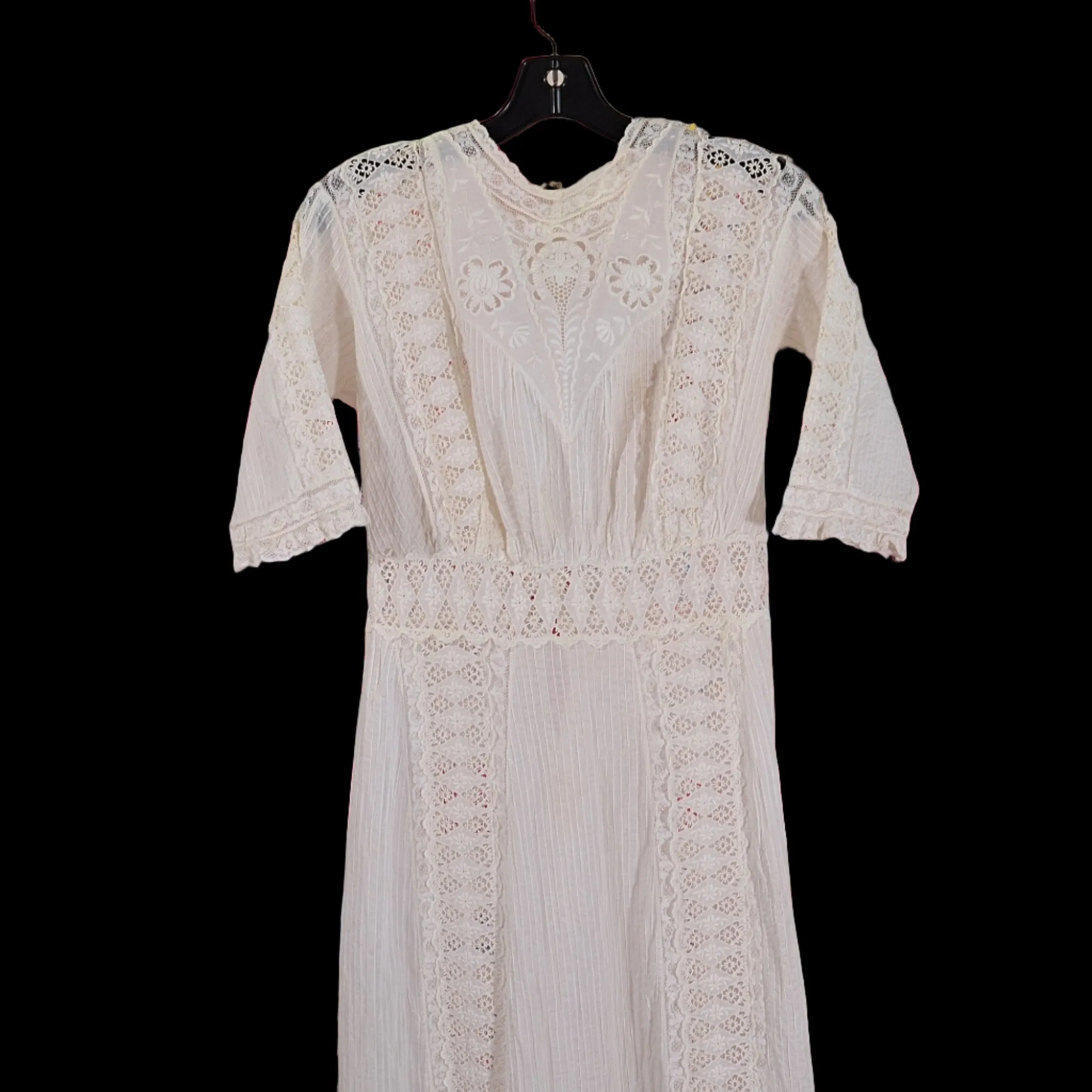 Gorgeous Antique White Lace Edwardian Dress, Day or Wedding Maxi Dress