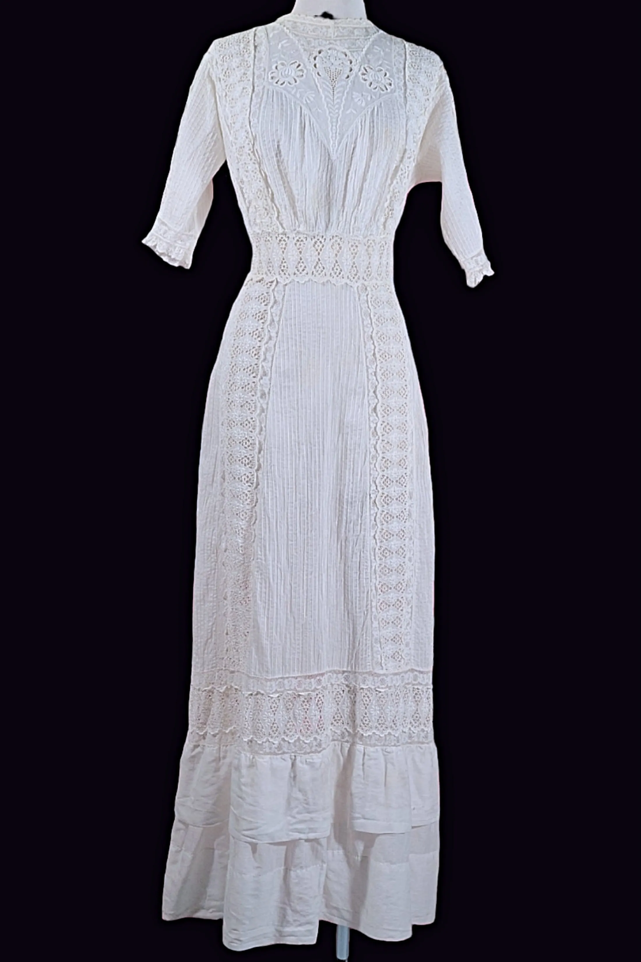 Gorgeous Antique White Lace Edwardian Dress, Day or Wedding Maxi Dress