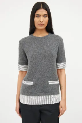 Grey Knit Striped Top