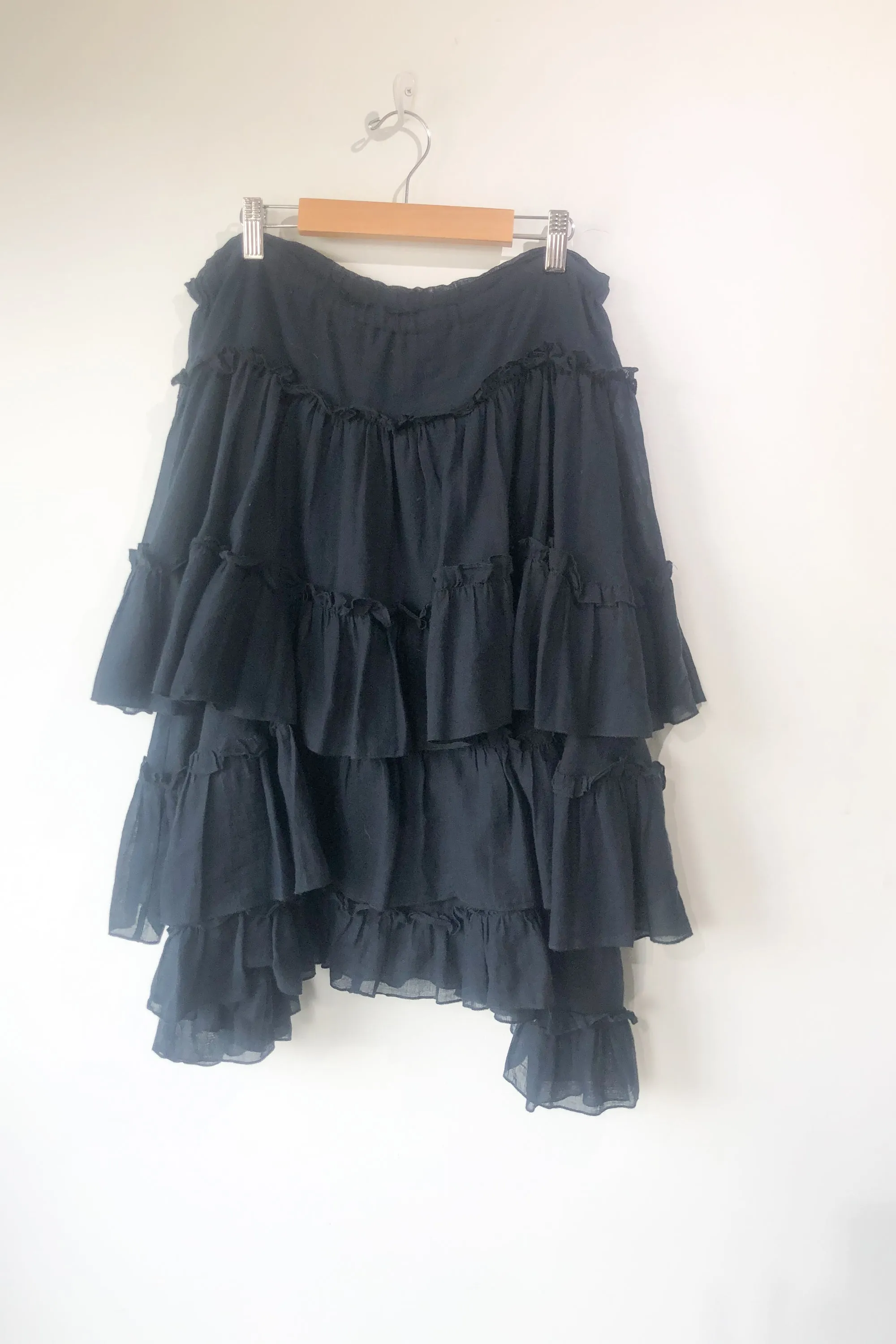 Hache Black Tiered Ruffle Skirt