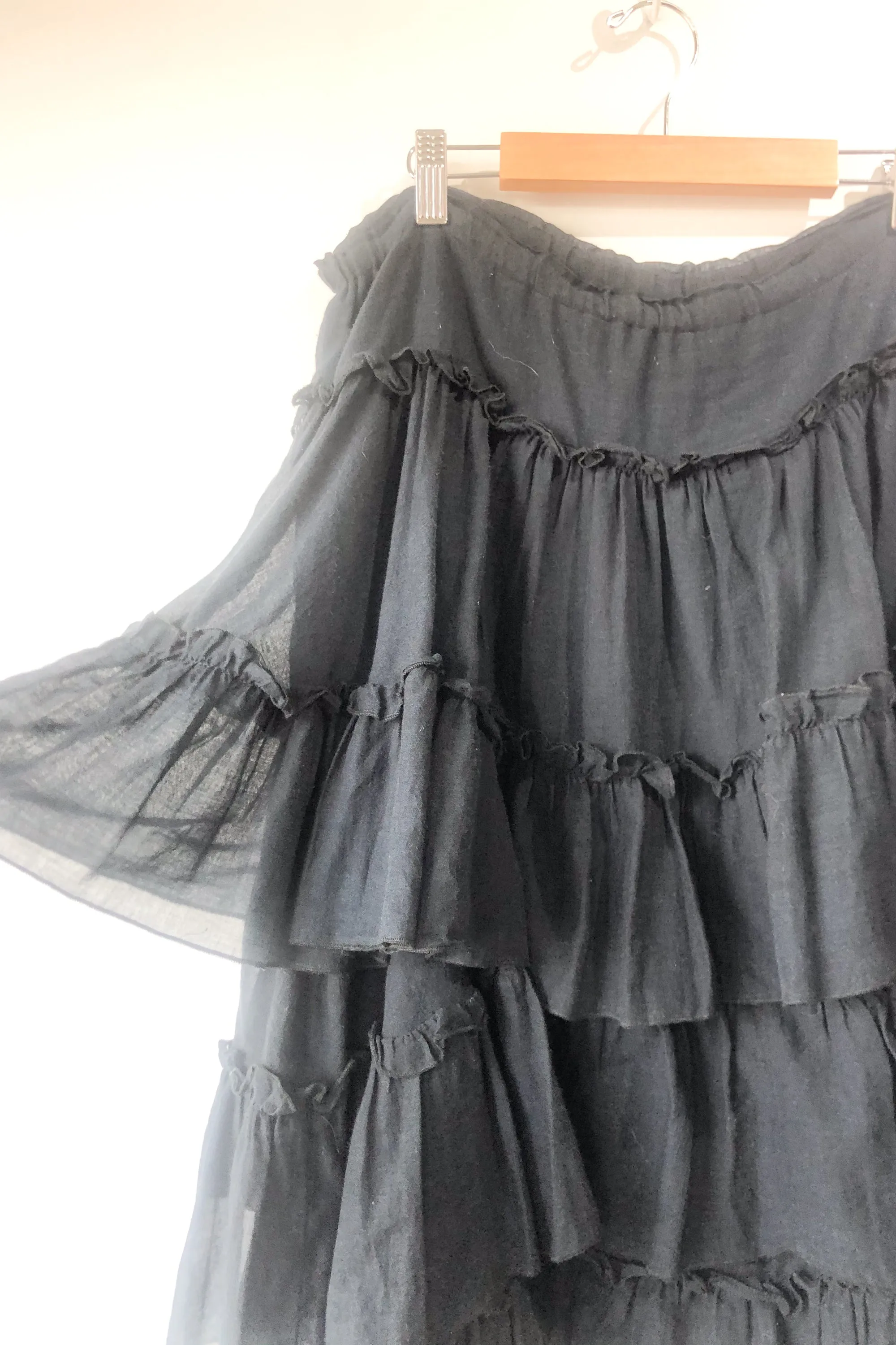 Hache Black Tiered Ruffle Skirt