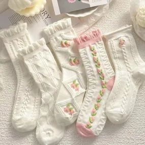 Harajuku Kawaii Aesthetic Cottagecore White Socks
