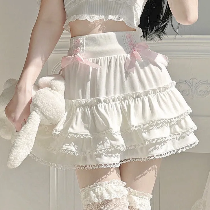 Harajuku Kawaii Fashion Coquette Aesthetic Ruffle Bloomer Style Skirt