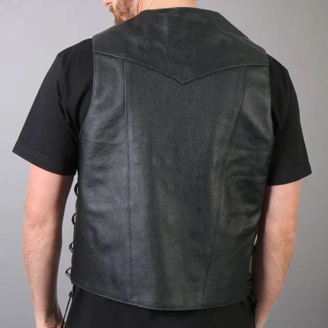 Hot Leathers Men's 10 Pocket Leather Vest w/ Side Laces
