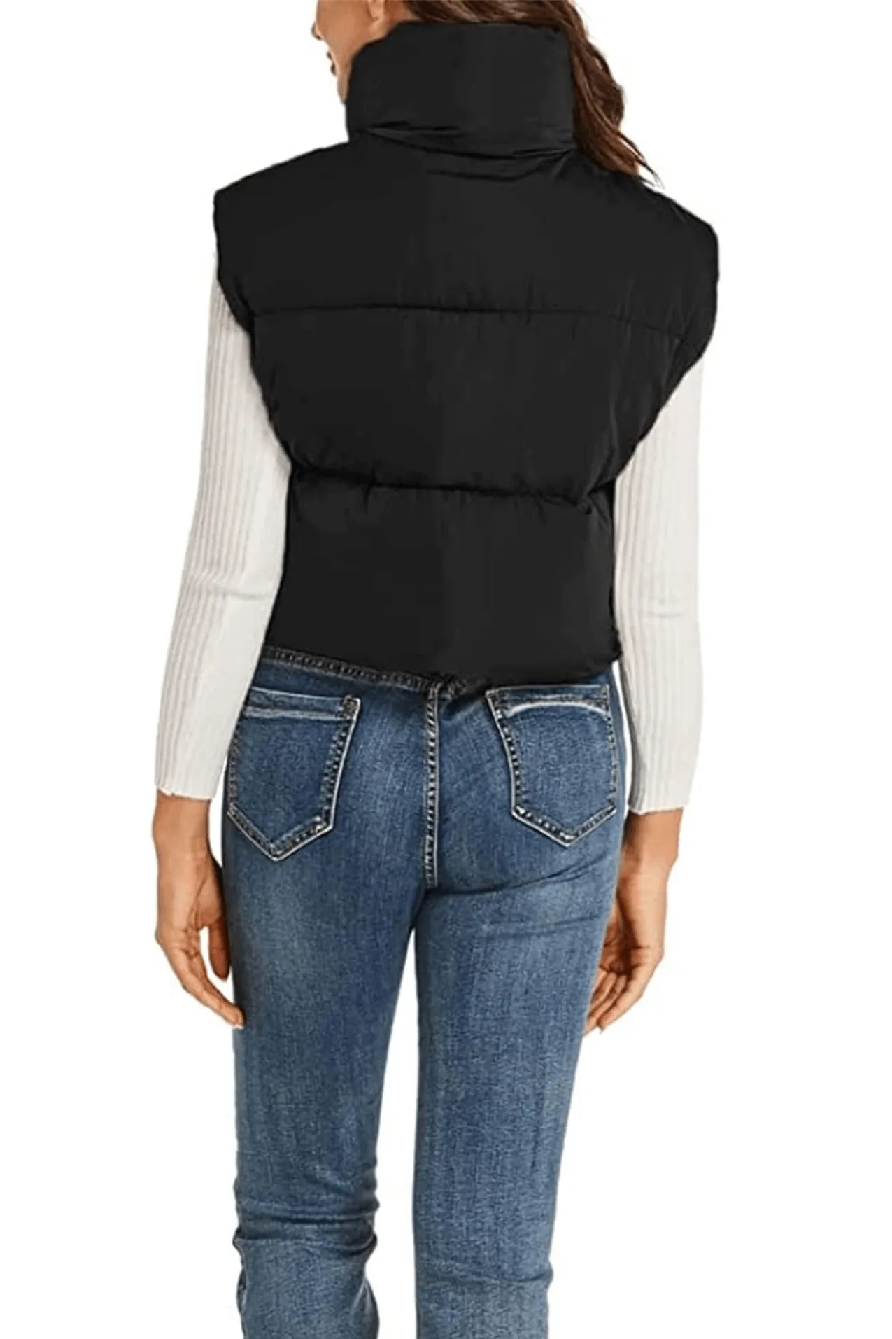 Hudson Embroidered Cropped Puffy Vest