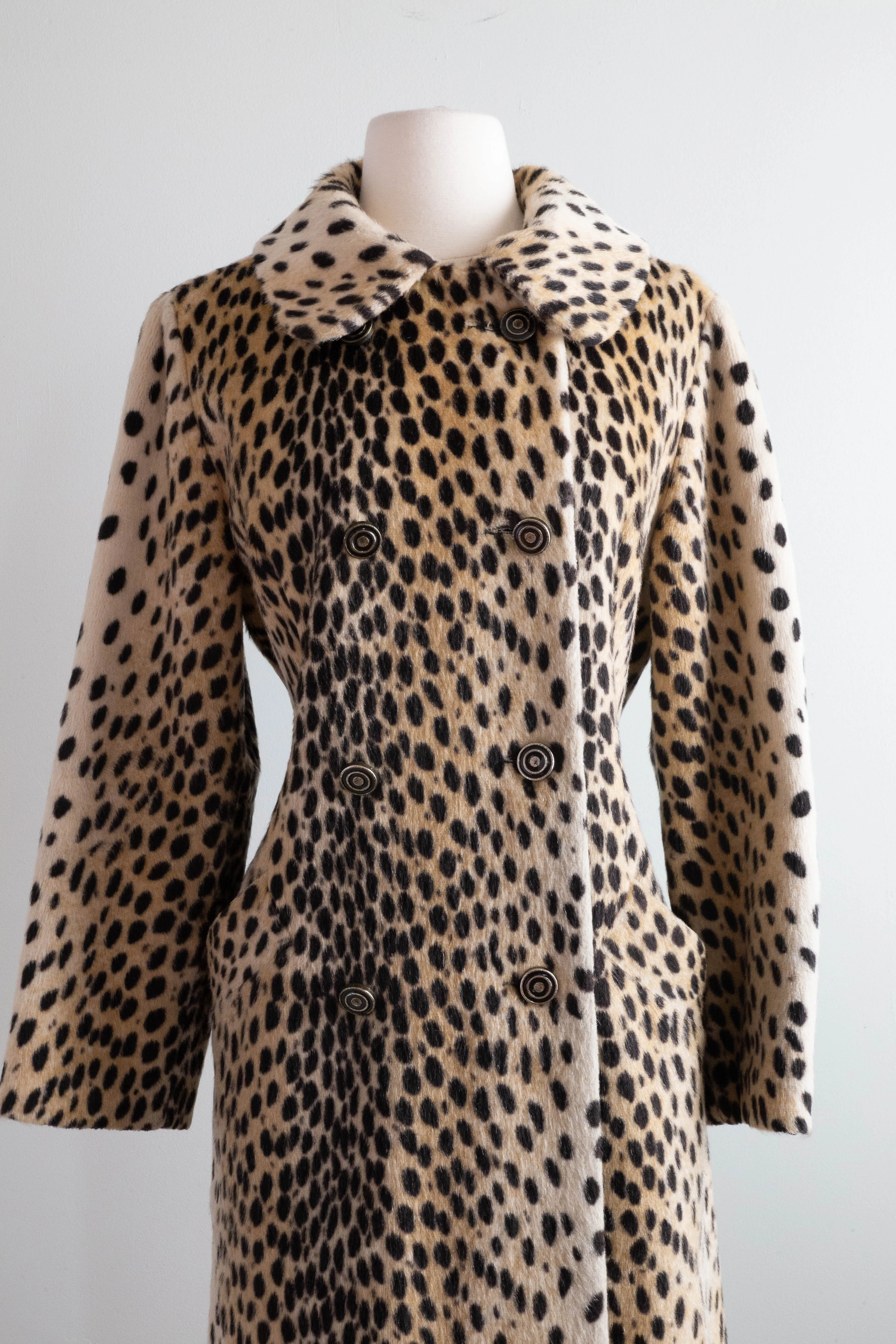 Iconic 1960's Faux Cheetah Print Ladies Coat From Woolf Brothers  / ML