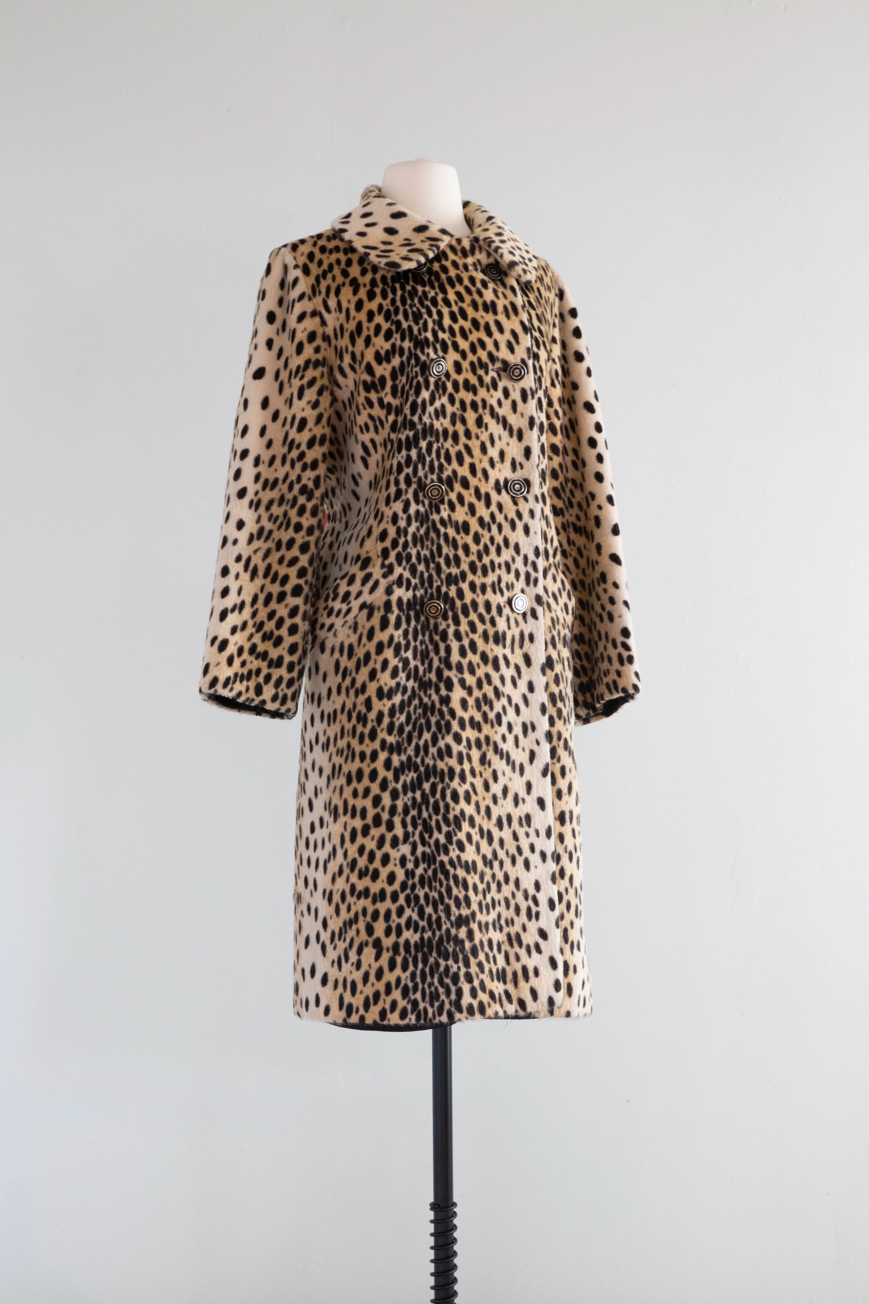 Iconic 1960's Faux Cheetah Print Ladies Coat From Woolf Brothers  / ML