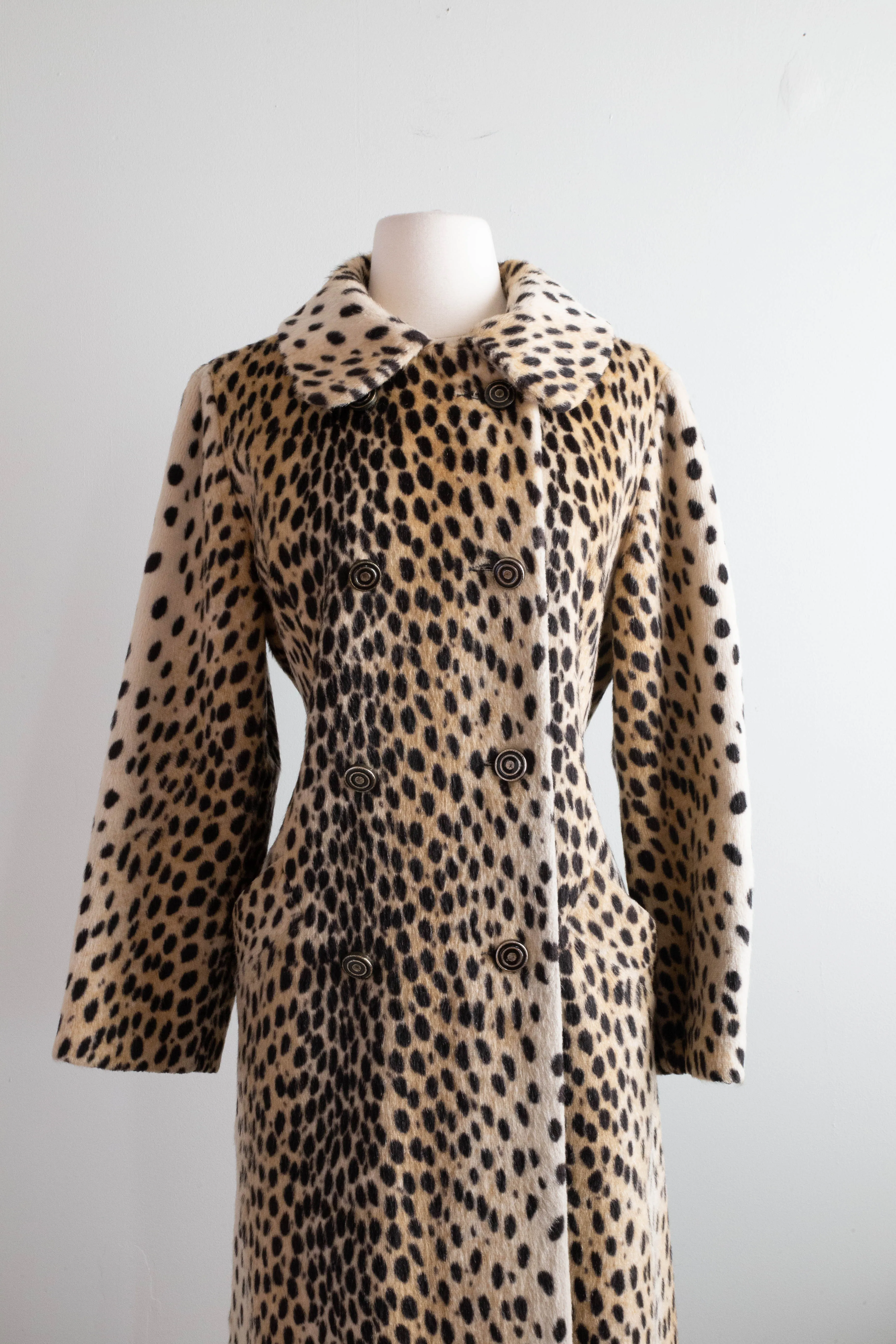 Iconic 1960's Faux Cheetah Print Ladies Coat From Woolf Brothers  / ML