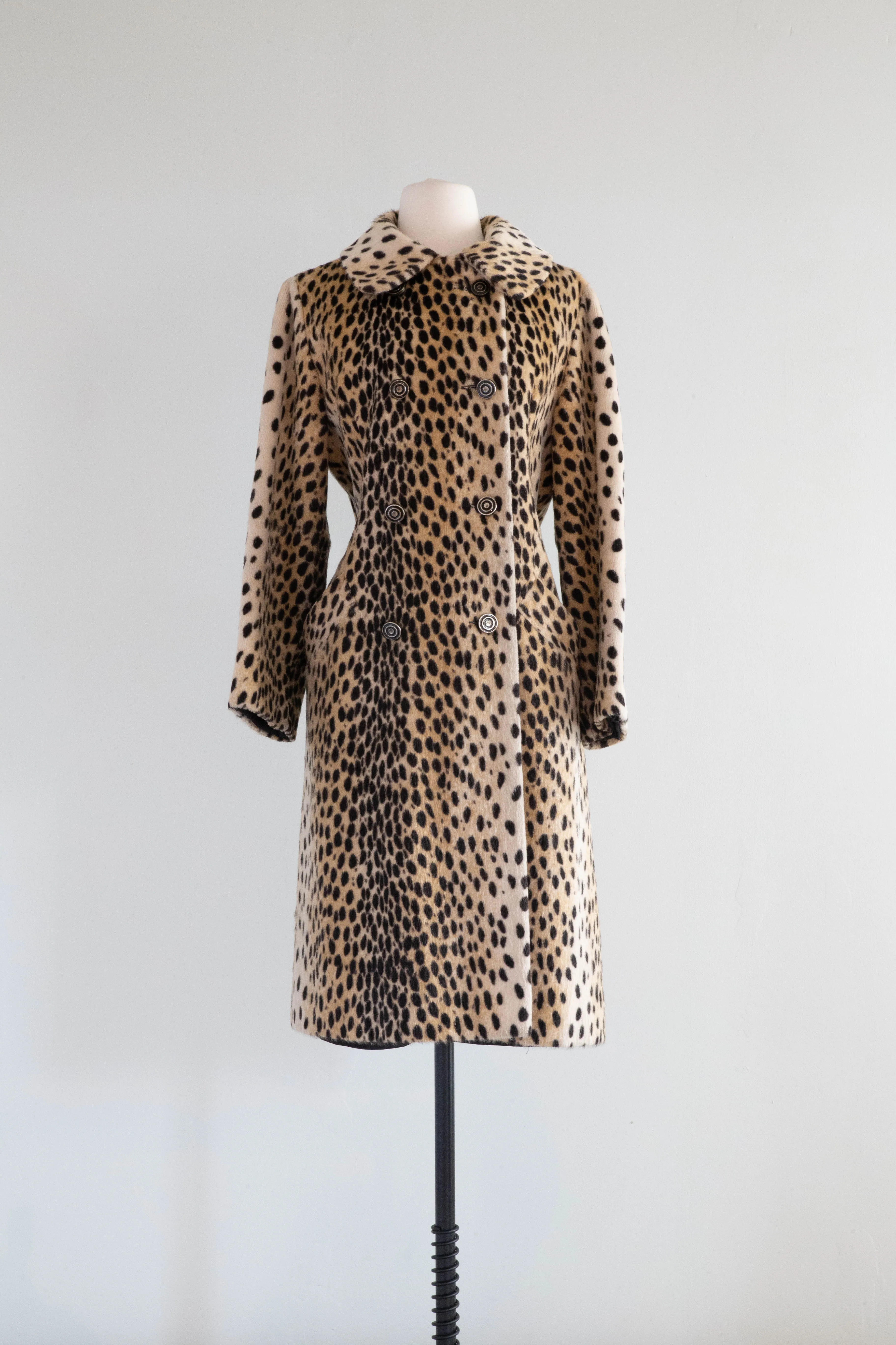 Iconic 1960's Faux Cheetah Print Ladies Coat From Woolf Brothers  / ML