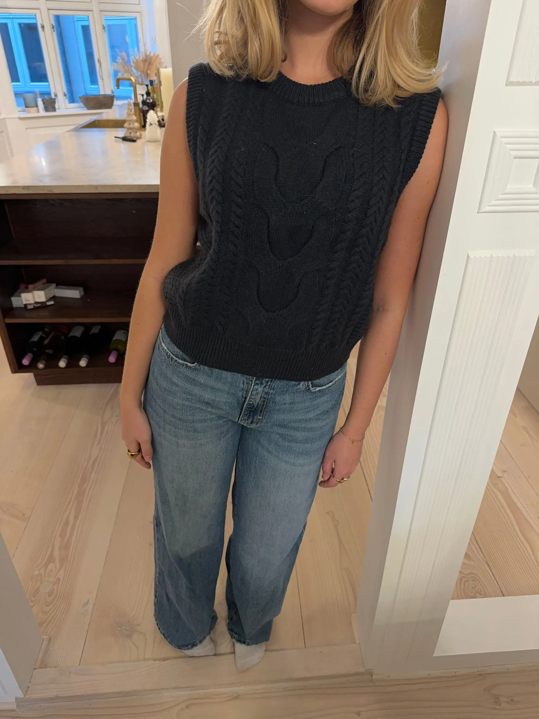 Irene cable-knit vest - Navy