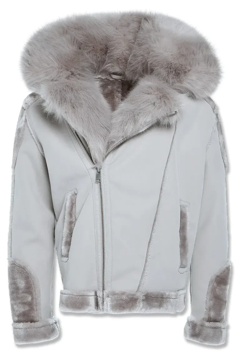 JORDAN CRAIG EL JEFE SHEARLING MOTO JACKET (ARCTIC WOLF)
