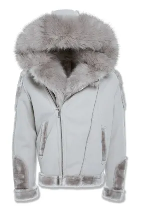 JORDAN CRAIG EL JEFE SHEARLING MOTO JACKET (ARCTIC WOLF)