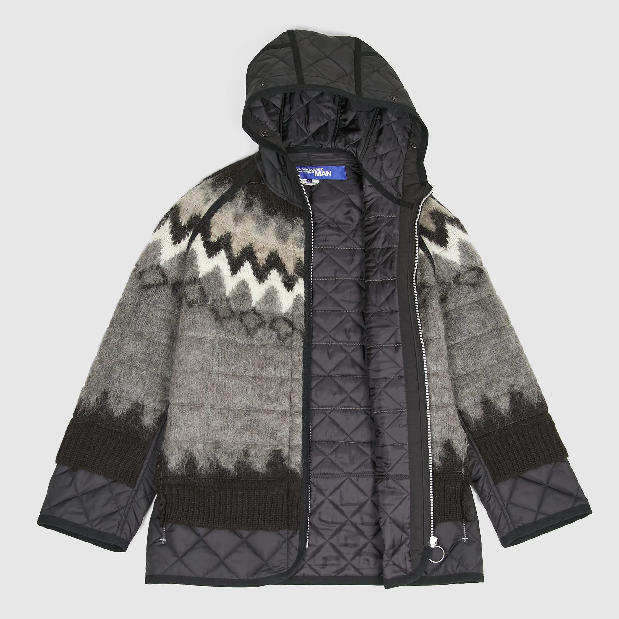 Junya Watanabe Man Native/Quilt Full-Zip Hooded Overshirt Jacket