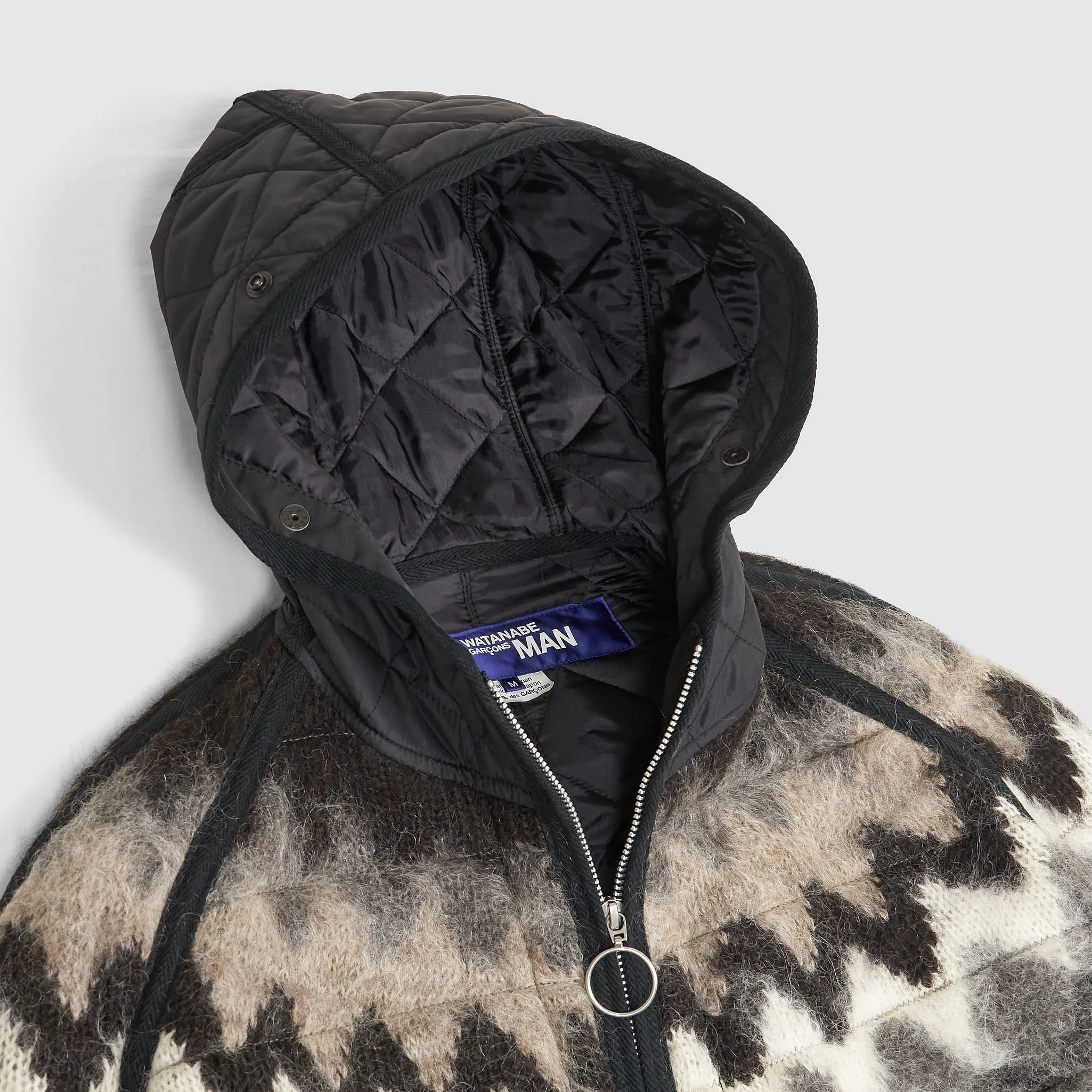 Junya Watanabe Man Native/Quilt Full-Zip Hooded Overshirt Jacket