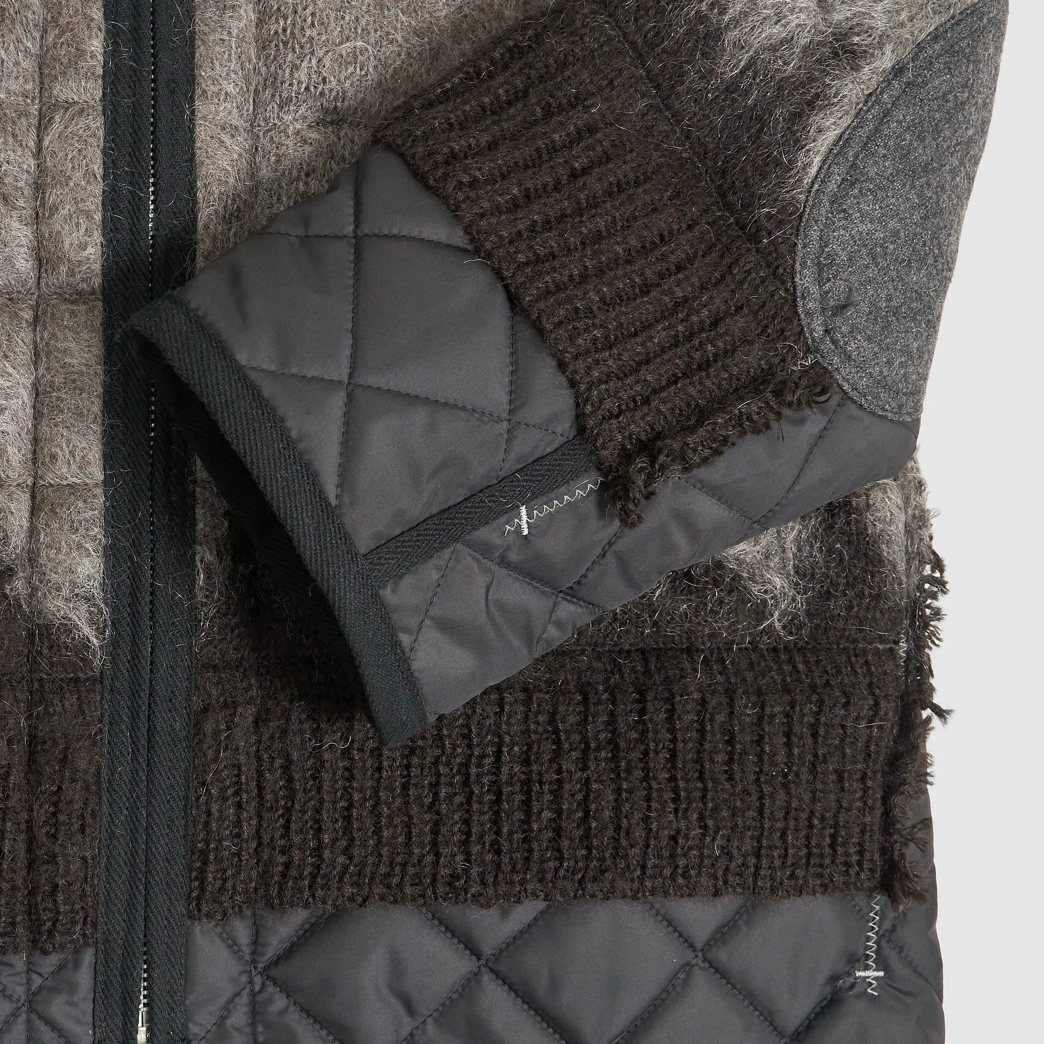 Junya Watanabe Man Native/Quilt Full-Zip Hooded Overshirt Jacket