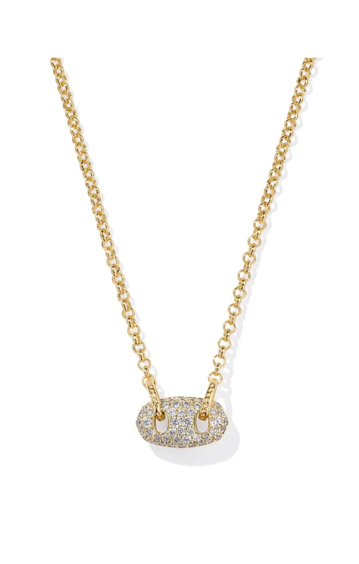 Kendra Scott Bailey Pave Short Pendant Necklace - Gold/White Crystal