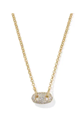 Kendra Scott Bailey Pave Short Pendant Necklace - Gold/White Crystal