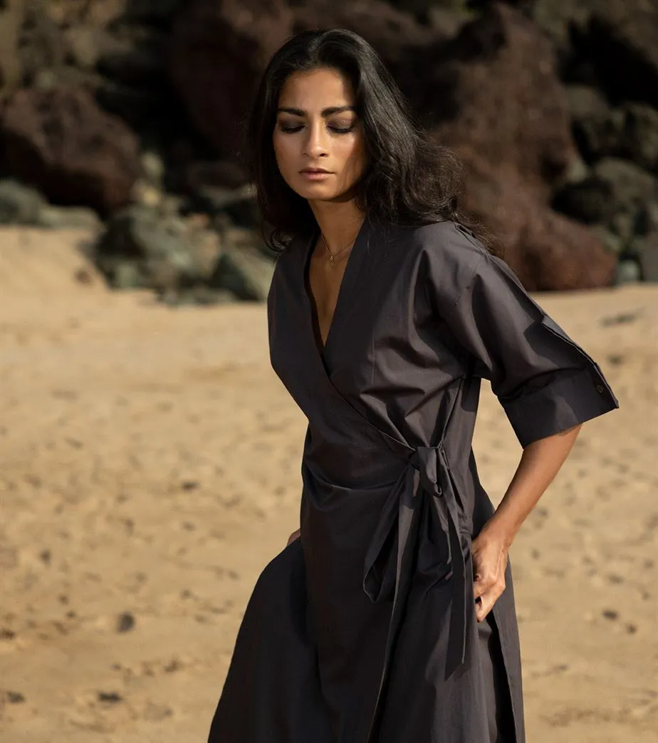 Khara Kapas I  Oh carol I Cotton Ebony Dress Black KK-24-21