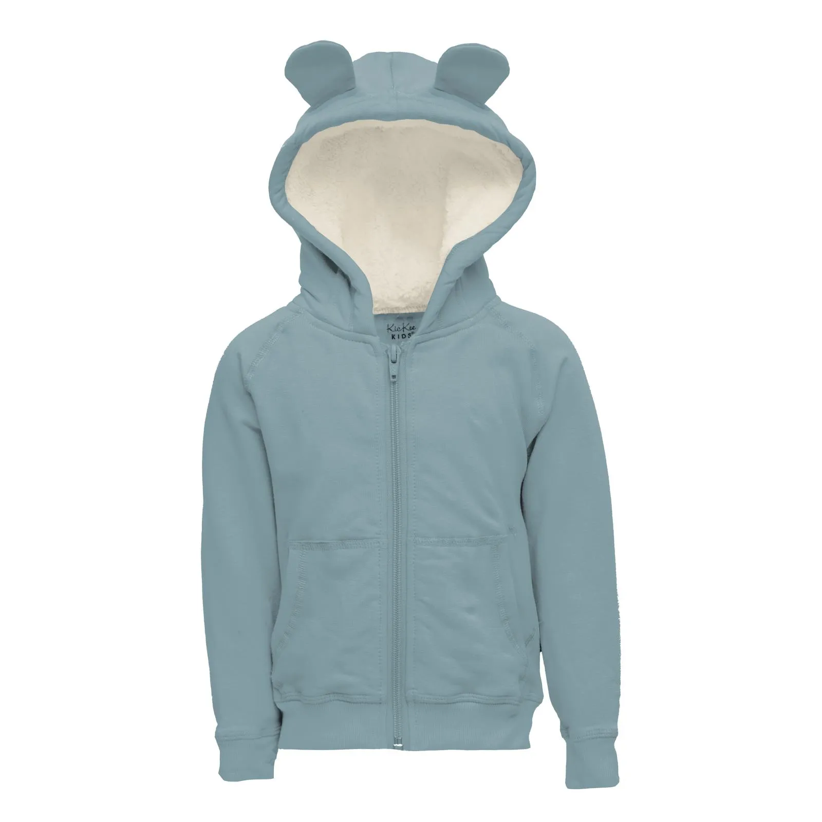 Kickee - Fleece Zip-Front Hoodie with Ears - Stormy Sea