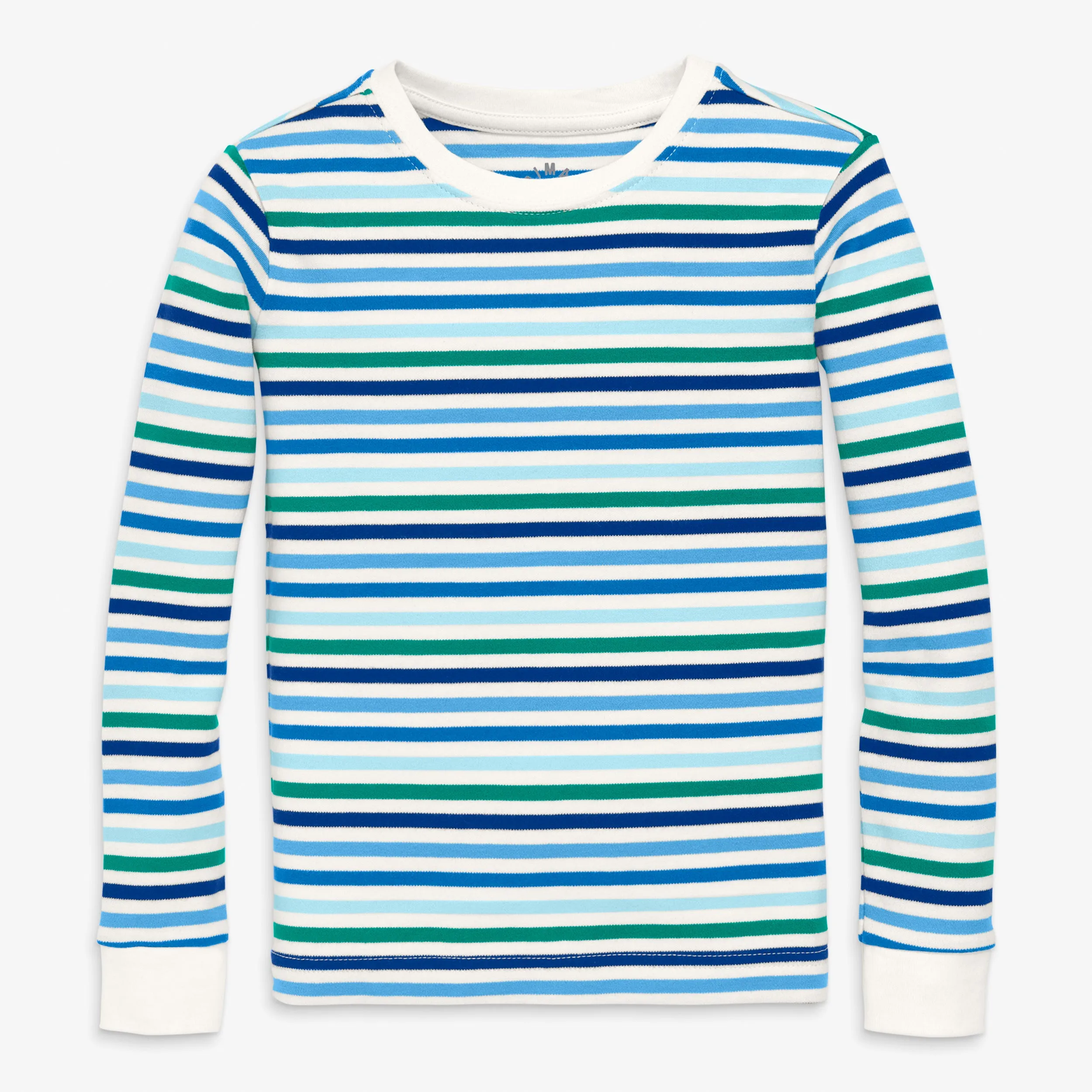 Kids organic long sleeve PJ top in frosty stripes