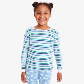 Kids organic long sleeve PJ top in frosty stripes