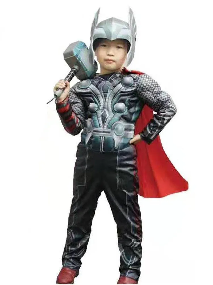 Kids Unisex Black Red Muscle Halloween Costume 3-8