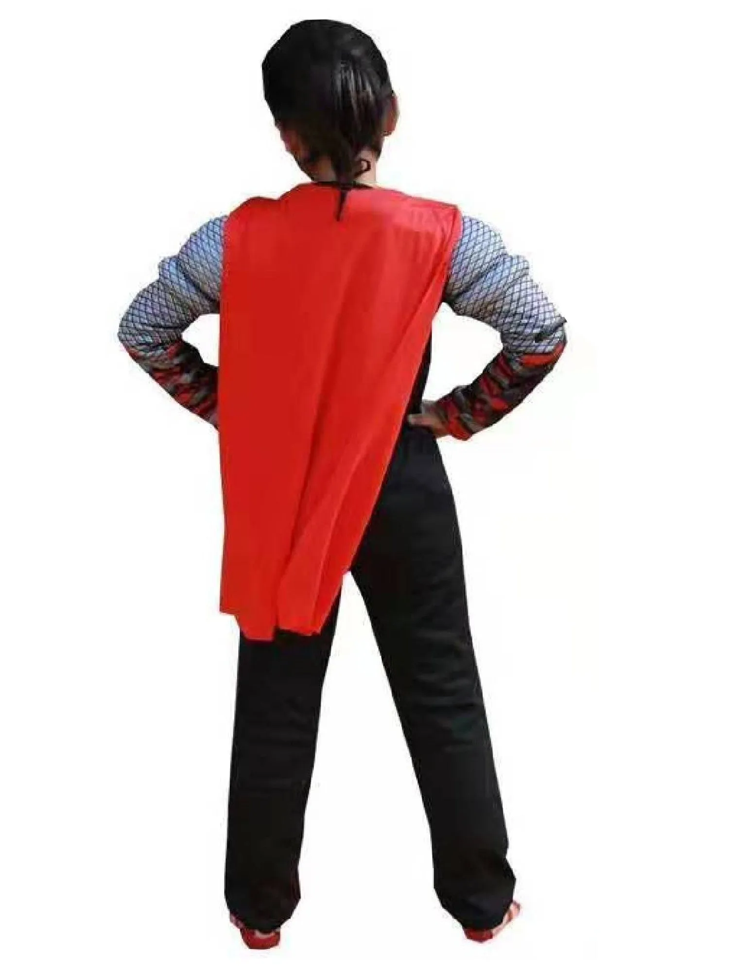 Kids Unisex Black Red Muscle Halloween Costume 3-8