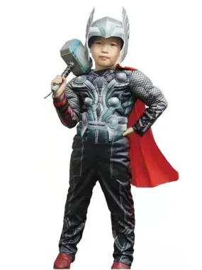 Kids Unisex Black Red Muscle Halloween Costume 3-8
