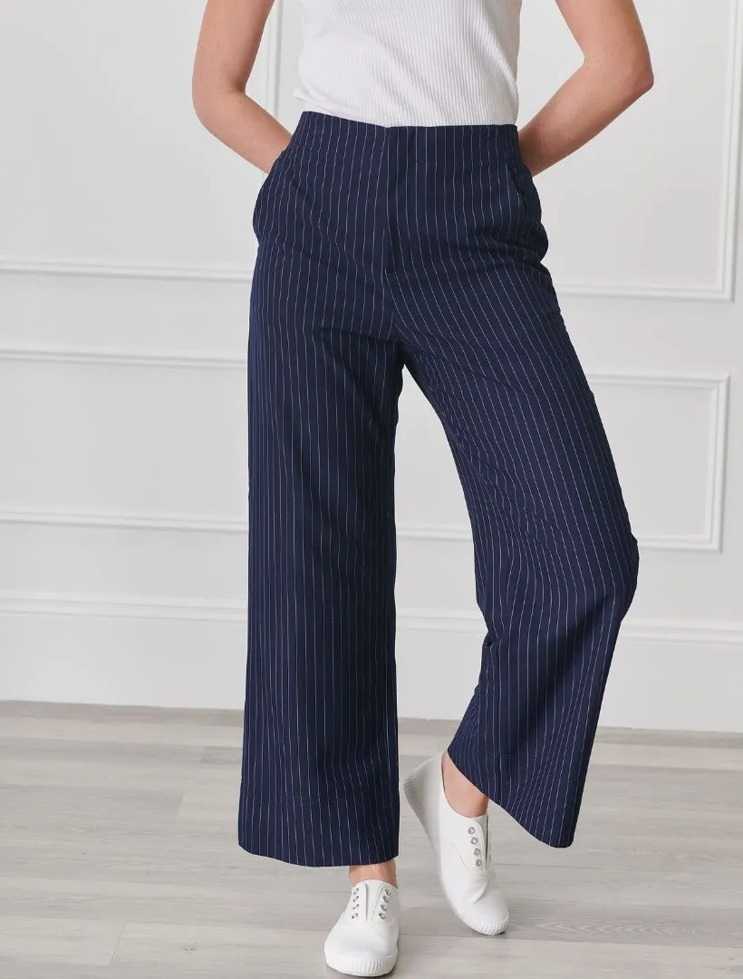 Kirsty Chalk Striped Pant Navy