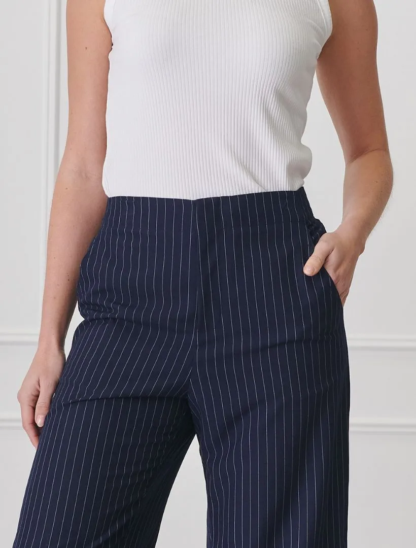 Kirsty Chalk Striped Pant Navy