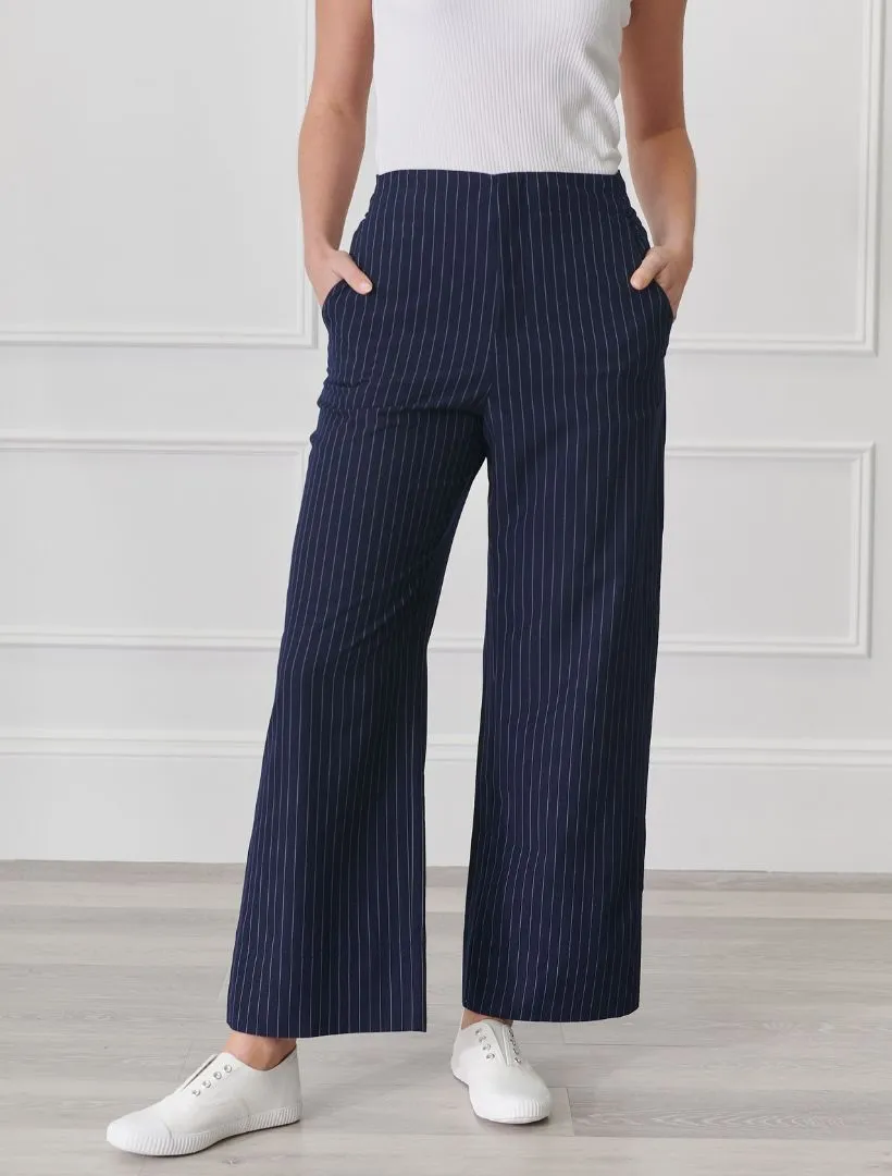 Kirsty Chalk Striped Pant Navy