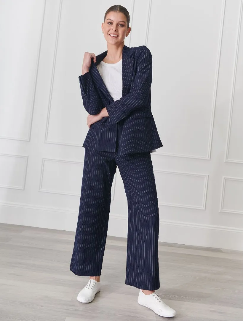Kirsty Chalk Striped Pant Navy