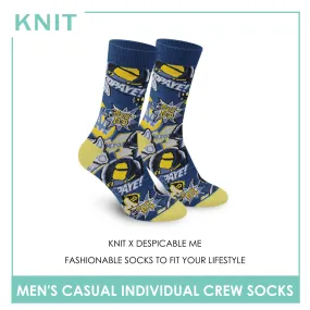 Knit Men's Minions Cotton Light Performance Crew Socks 1 pair KMDM1404