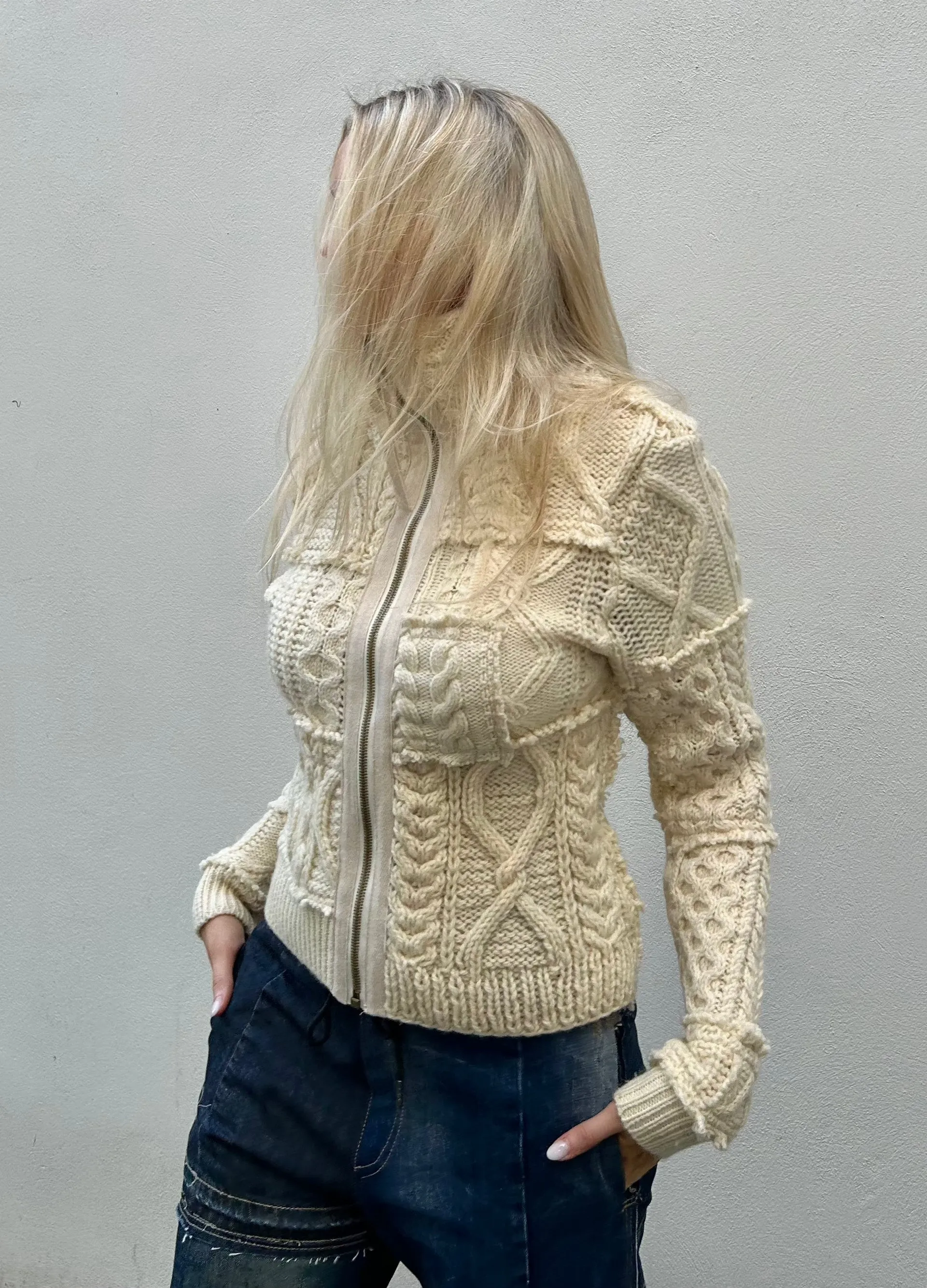 Knitted Cable Zip Up