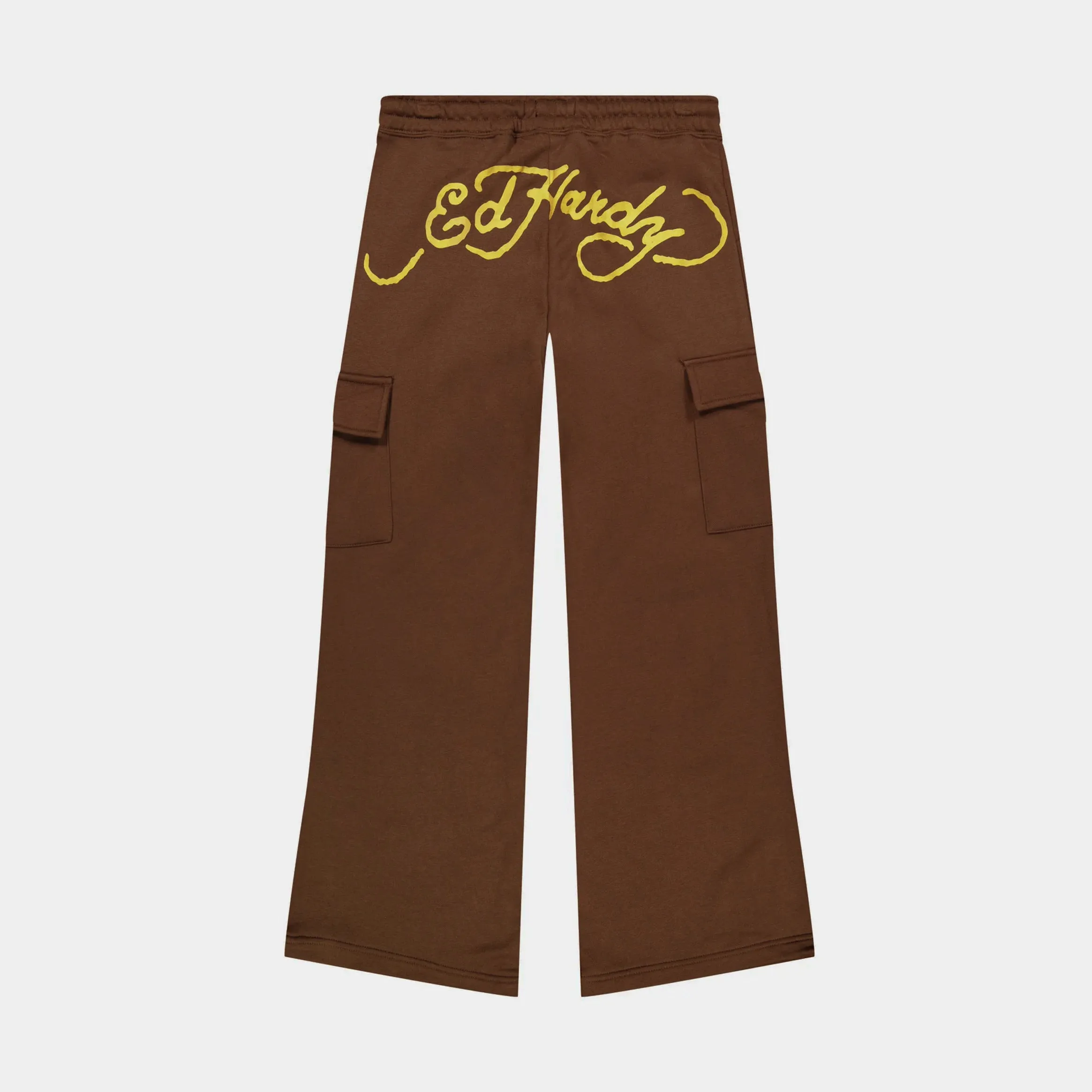 Koi Fish Fleece Cargo Womens Sweatpants (Brown/Yellow)