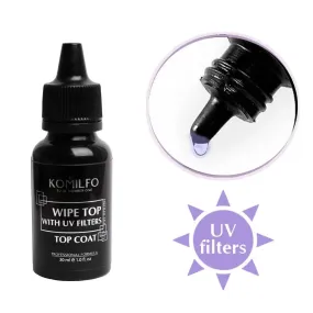 KOMILFO WIPE TOP – TOP FOR GEL POLISH WITH A STICKY LAYER, 30 ML (WITHOUT BRUSH)