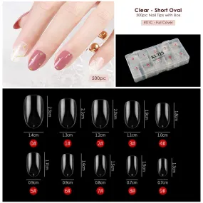 Kulis - Clear Nail Extension Tips - Short Oval - 1C