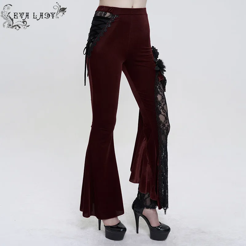 ‘Last Flight' Asymmetric Gothic Flared Pants (Red)