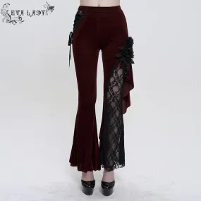 ‘Last Flight' Asymmetric Gothic Flared Pants (Red)