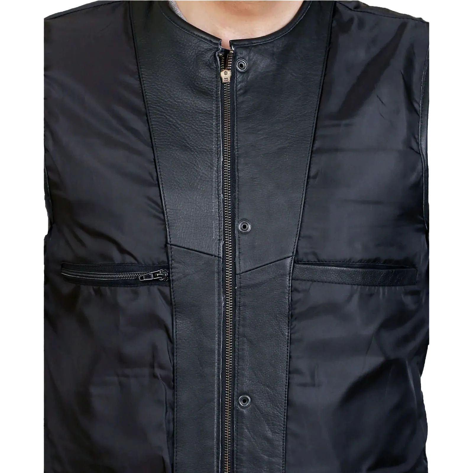 Leatherick Sons Of Anarchy Black Collarless Biker Vest