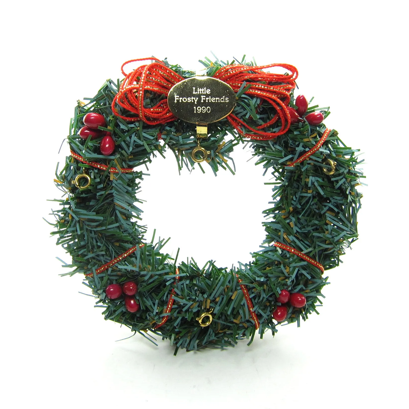 Little Frosty Friends Memory Wreath Vintage 1990 Hallmark Ornament Display
