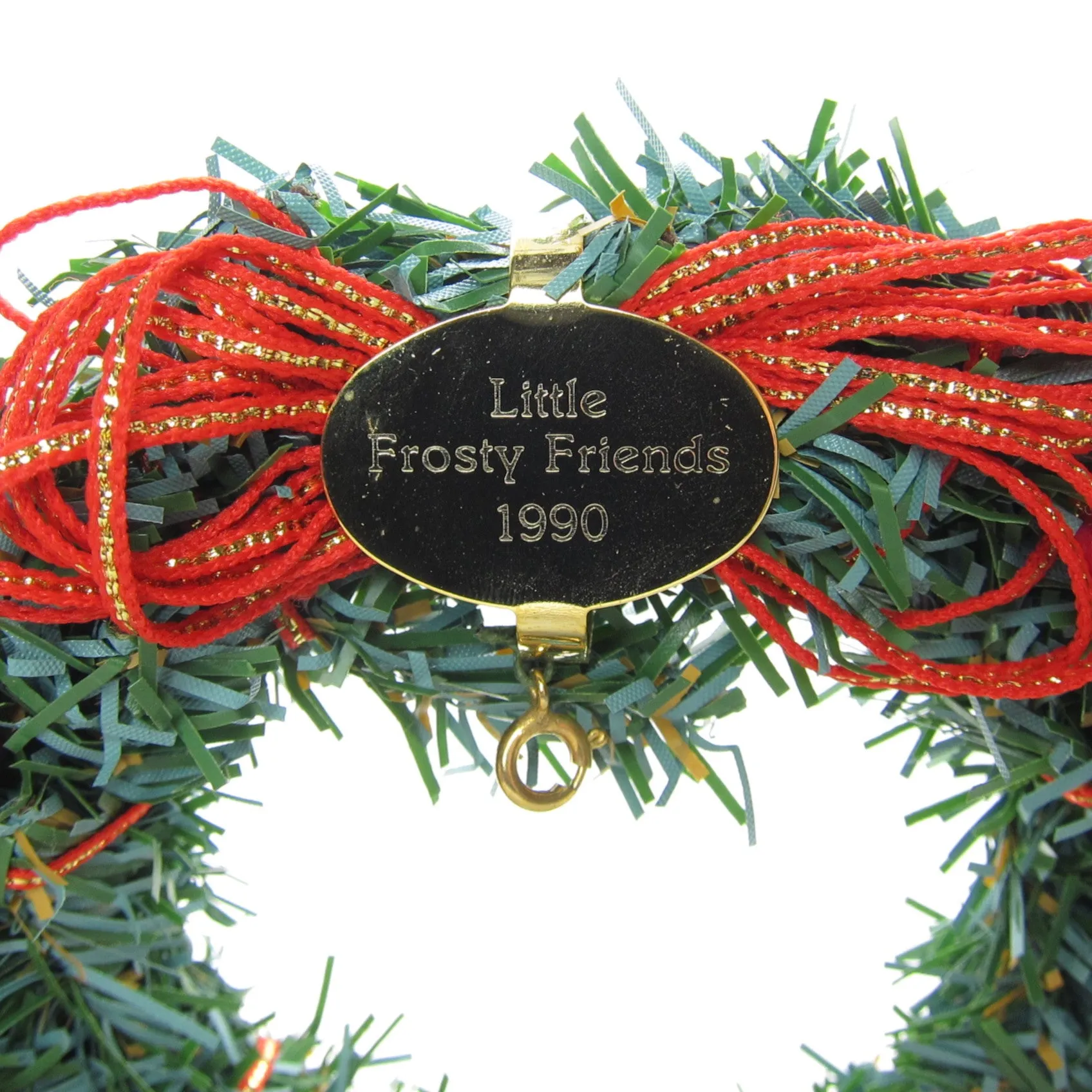 Little Frosty Friends Memory Wreath Vintage 1990 Hallmark Ornament Display
