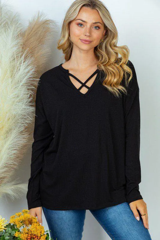 Long Sleeve Solid Knit Top