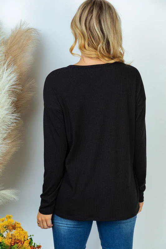 Long Sleeve Solid Knit Top
