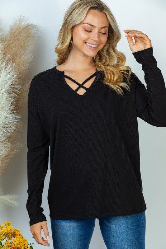 Long Sleeve Solid Knit Top