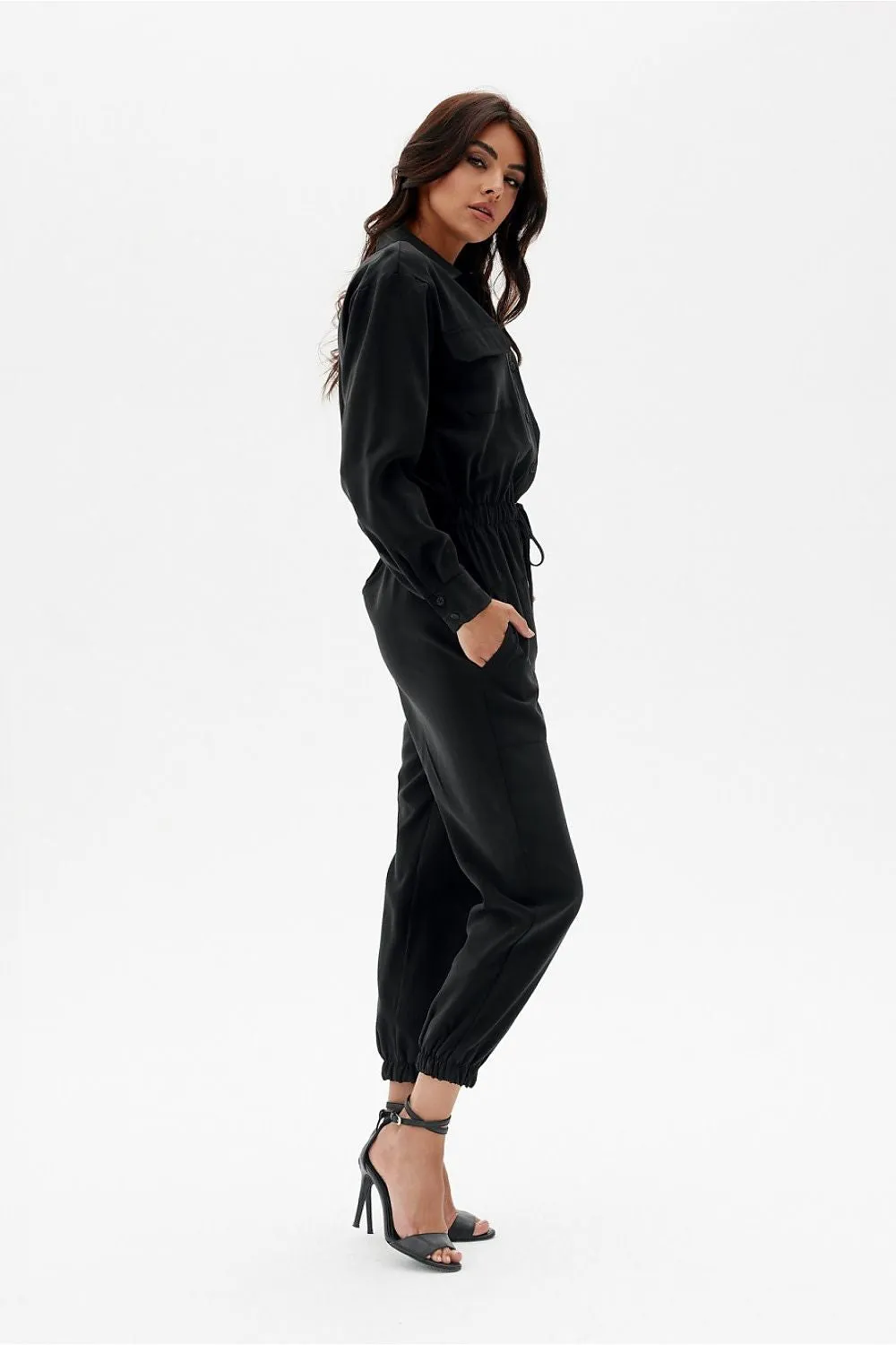 Long sleeves shirt style jumpsuit