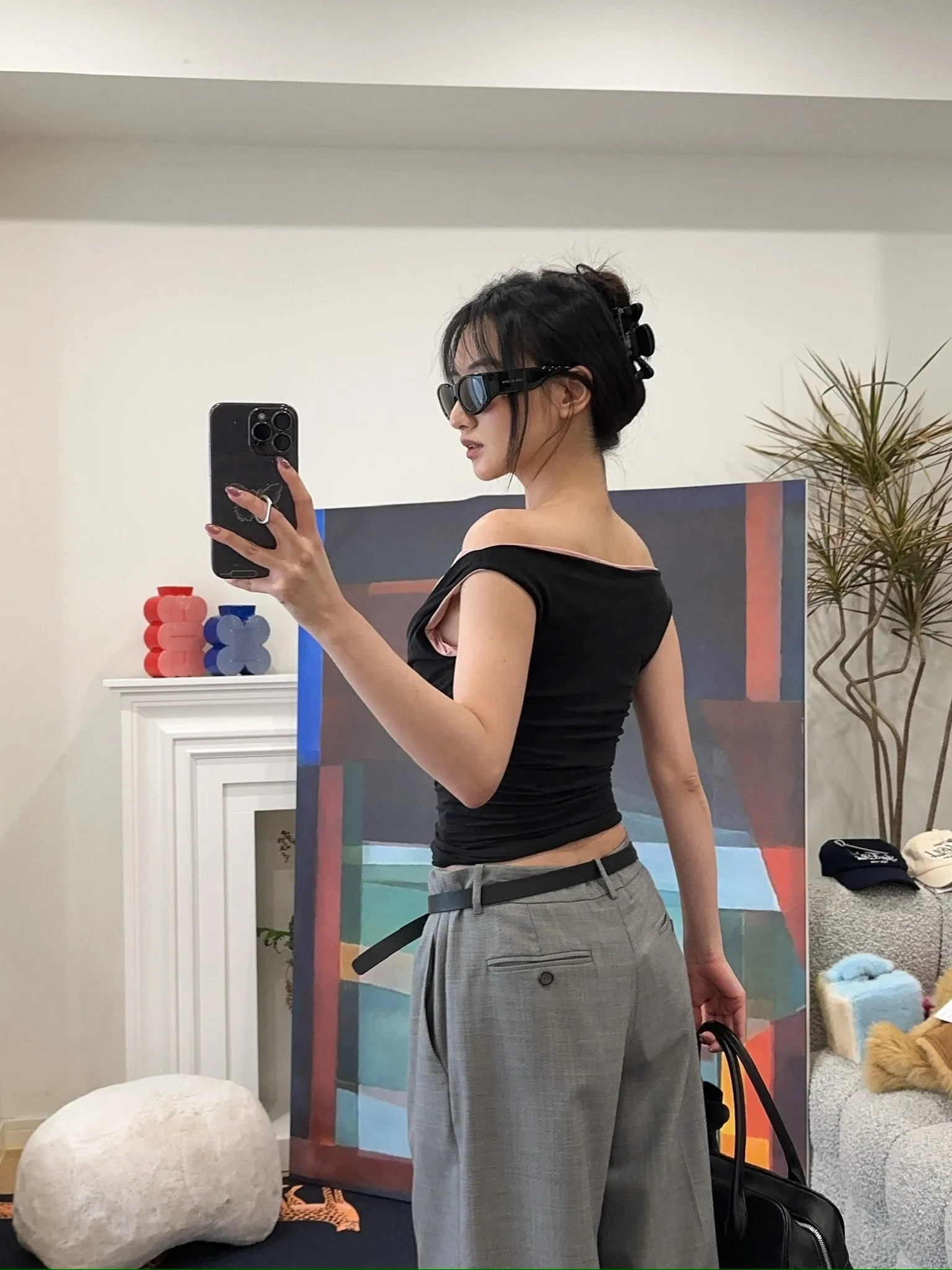 MAGDA BUTRYM Double layer tank top in black